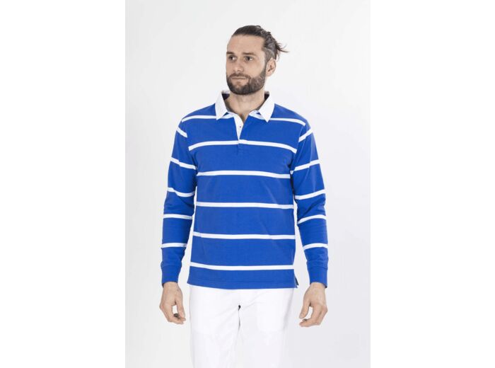 Polo Manches Longues Rayé Bleu Foncé