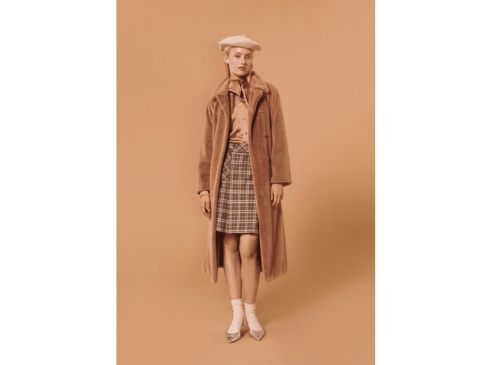 Trench-coat Isotta-beige en fausse fourrure