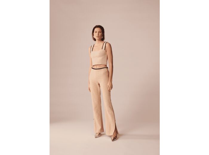 Pantalon Phie-beige en tweed