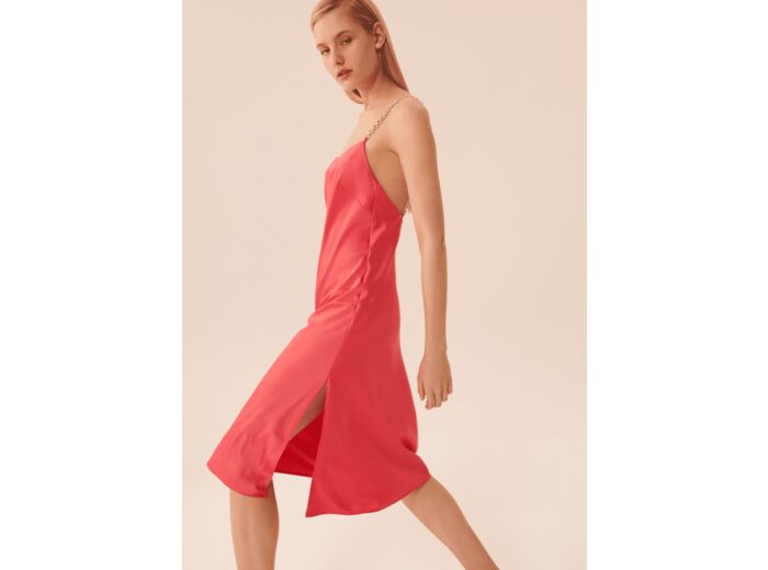 Robe Reany-rose en crêpe envers satin