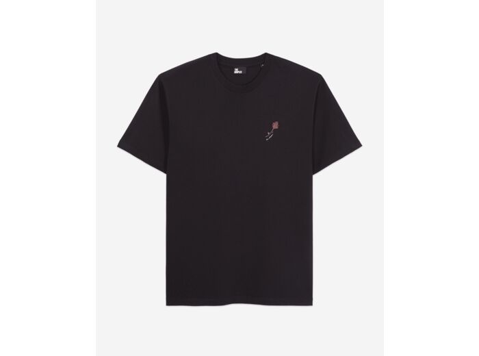 T-Shirt Noir Avec Broderie Fleur