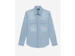 Chemise Ml En Denim Rayé Bleu Et Blanche, Détail De Poche Western