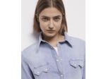 Chemise Ml En Denim Rayé Bleu Et Blanche, Détail De Poche Western