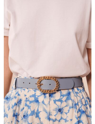 Ceinture Gigi-bleue en cuir lisse