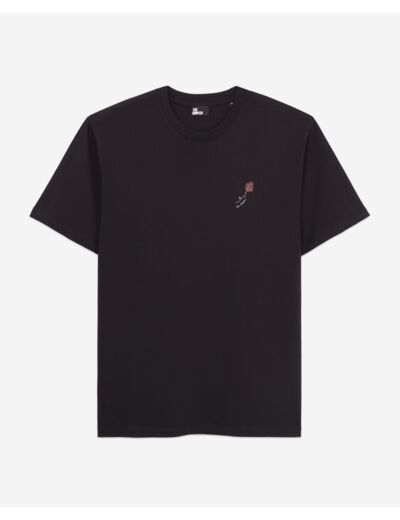 T-Shirt Noir Avec Broderie Fleur