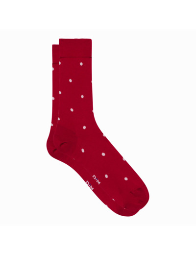 Chaussettes homme en fil d’écosse Rouge à motifs pois Monsieur Dim