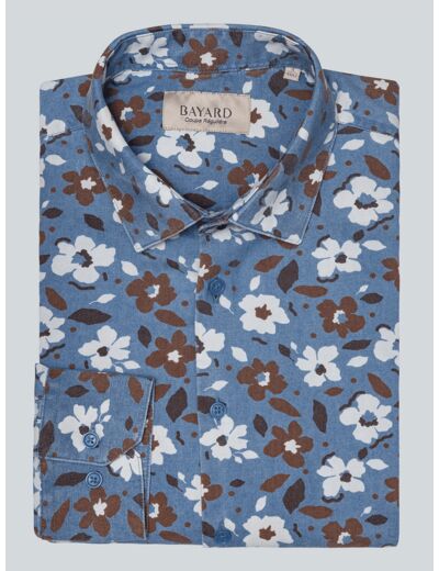 Chemise Bleue À Fleurs