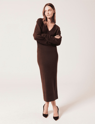 Robe Romie Chocolat en Polyamide