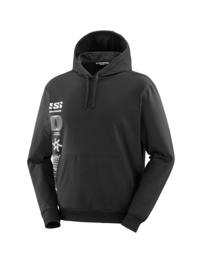 Graphic Pull Over Hoody Deep Black