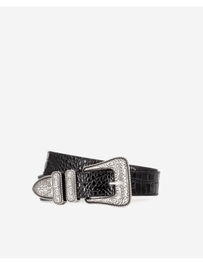 Ceinture Large Imprime Croco black