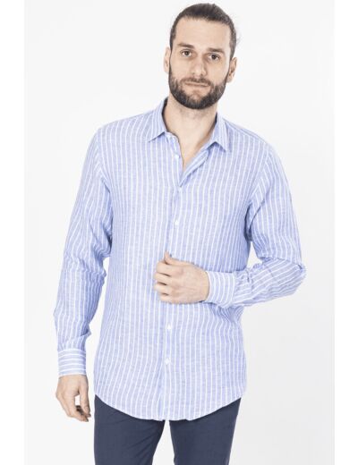 Chemise Rayée Bleue En Lin