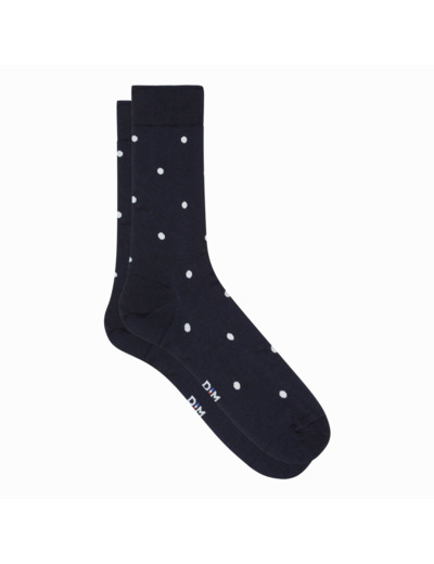 Chaussettes homme en fil d’écosse Bleu Océan motifs pois Monsieur Dim