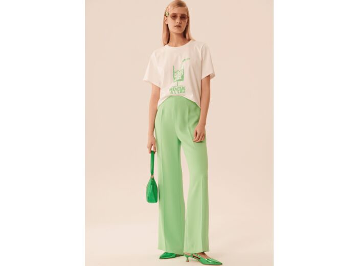 Pantalon Poema-vert en crêpe