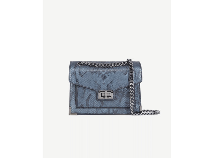 Sac Emily Chaîne En Cuir Gris Effet Python gris bleu