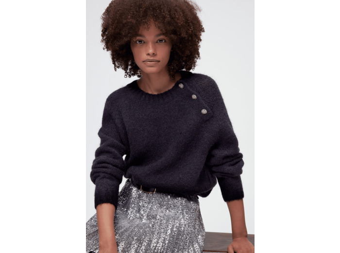 Pull en laine et mohair avec boutons en strass - NONA