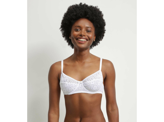 Soutien-gorge à armature en dentelle florale recyclée Blanc Dim Sublim