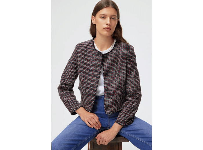 Veste courte en tweed et franges - VALMON