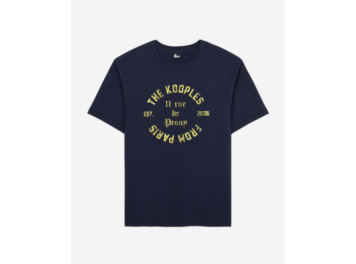 T-Shirt Manches Courtes Avec Print Blason Devant navy