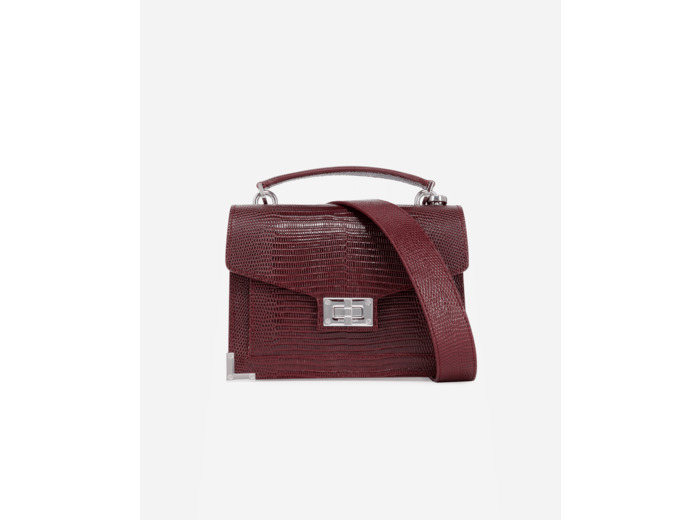 Sac Emily Small En Cuir Bordeaux Effet Lézard bordeaux