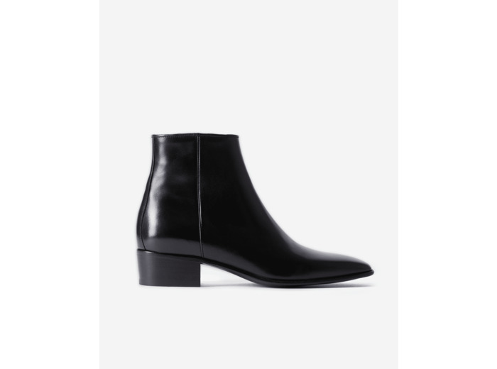 Bottines En Cuir Avec Zip Interieur black