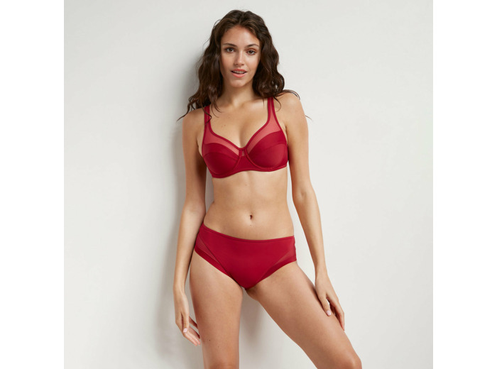 Slip femme en microfibre et tulle au coloris Bordeaux Generous