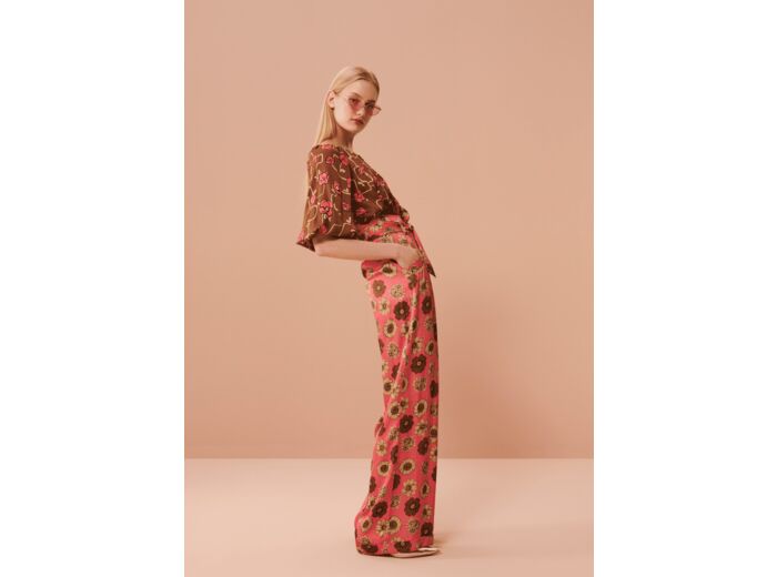 Pantalon Pyla-rose imprimée fleuri