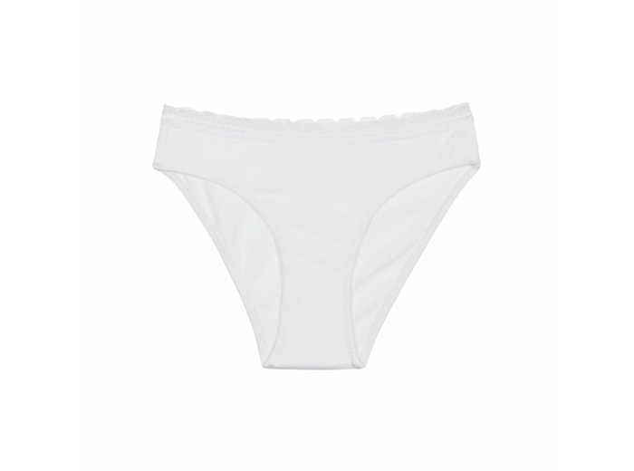 Culotte fille en coton stretch à ceinture dentelle Blanc Dim trendy