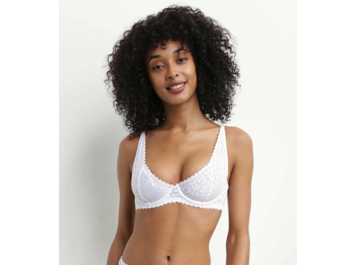 Soutien-gorge à armatures en dentelle florale Blanc Daily Dentelle