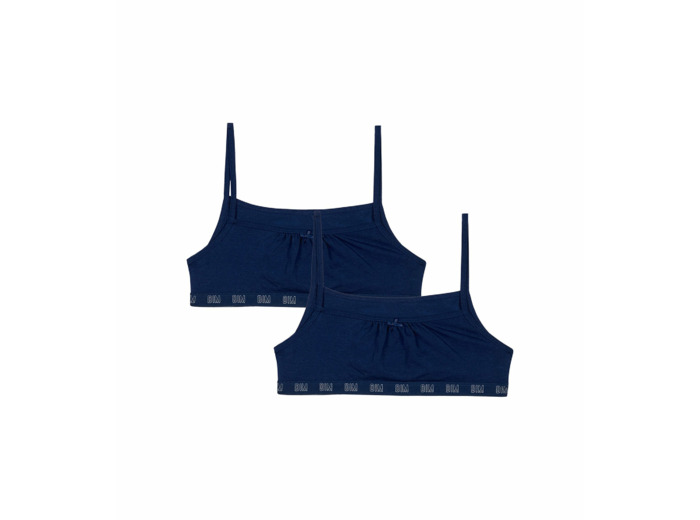 Lot de 2 brassières fille en coton bio Bleu Marine Dim Skin Care