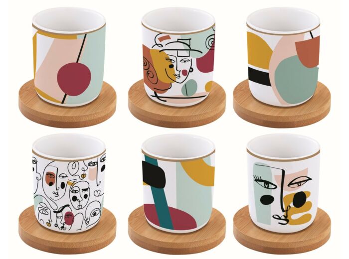 MODERNISM Coffret 6 tasses à café/bambou