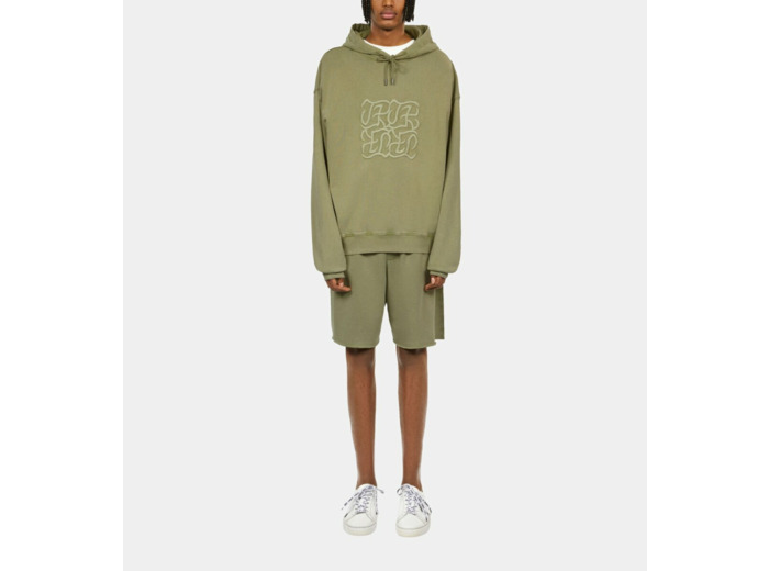 Sweatshirt À Capuche Vert Clair Avec Broderie Logo kaki grey