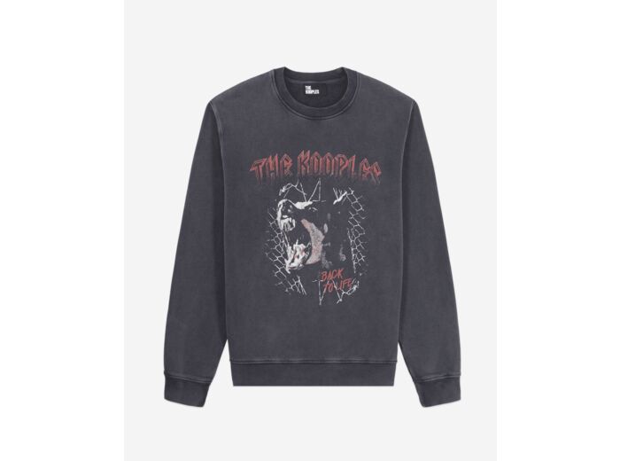 Sweatshirt Noir Avec Sérigraphie Barking Dog