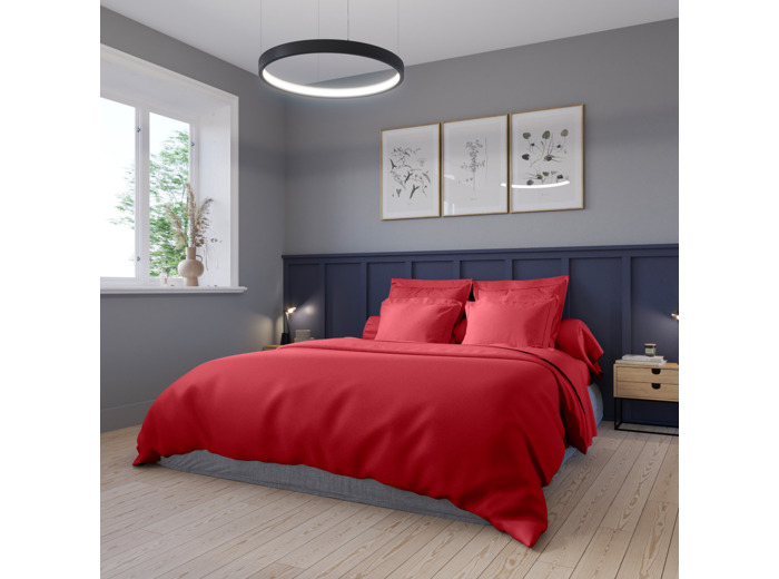 Housse de couette Partition Satin de coton Coloris Rouge