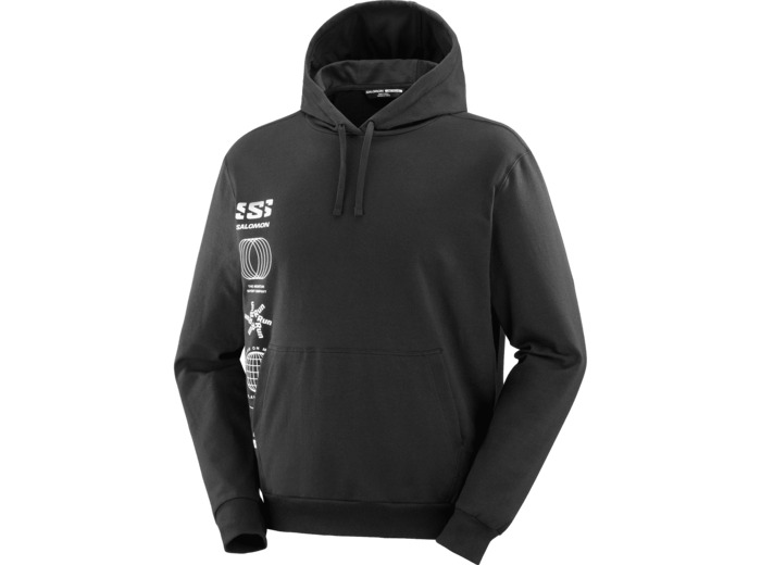 Graphic Pull Over Hoody Deep Black