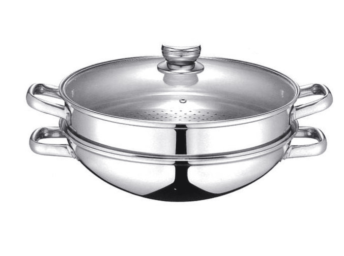 WOK & WOK inox vapeur 32cm 2 en 1