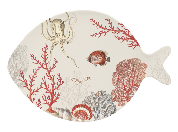 CORAL REEF Assiette plate en forme de poisson 31x21,5cm