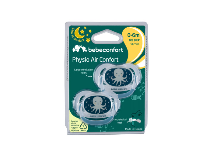 Bebeconfort sucettes phosphorescentes nouveau-né physiologique silicone (x2) Blue