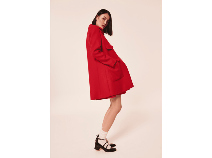 Manteau Marin rouge en drap caban