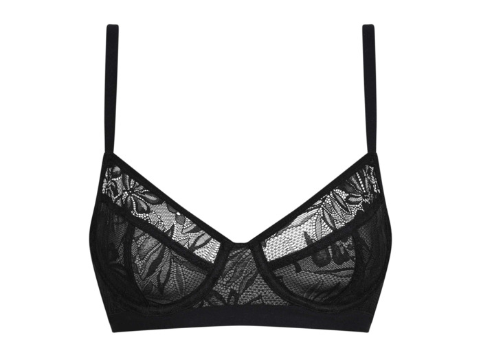 Soutien-gorge à armatures en dentelle noire à feuillage Mod de Dim