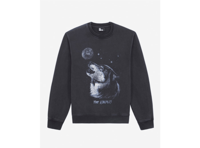 Sweat Wash Avec Print Loup black washed