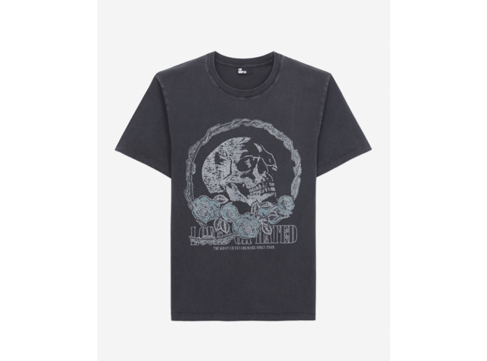 T-Shirt Manches Courtes Avec Print Skull And Roses black washed