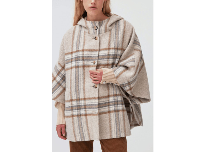 Manteau cape en laine vierge et alpaga - MALORIE