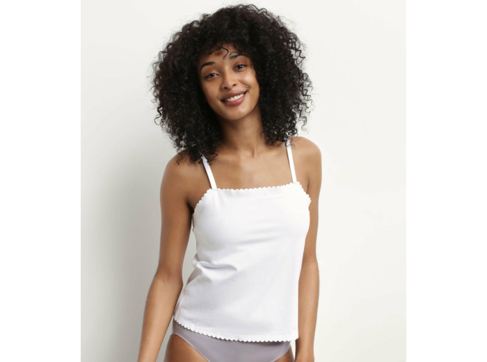 Top femme en coton stretch sans couture Blanc Body Touch Easy