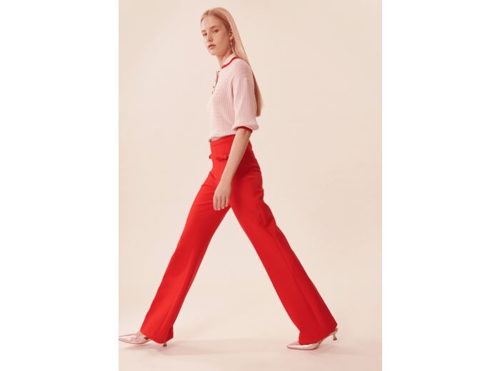 Pantalon Perlita-rouge en toile double