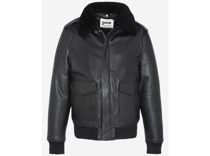 Blouson Aviateur Cuir Vachette Col Amovible