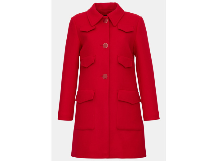 Manteau Marin Rouge en Laine