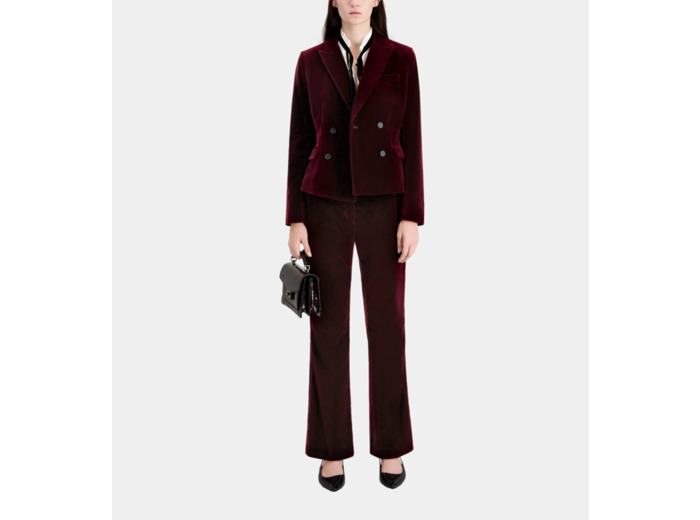 Veste De Costume En Velours Croisee burgundy