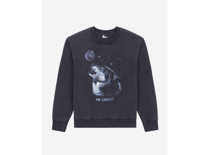 Sweat Wash Avec Print Loup black washed