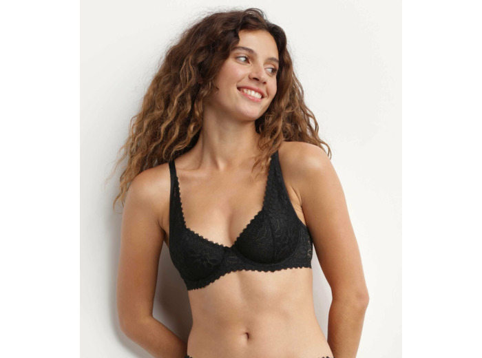 Soutien-gorge à armatures en dentelle florale Noir Daily Dentelle