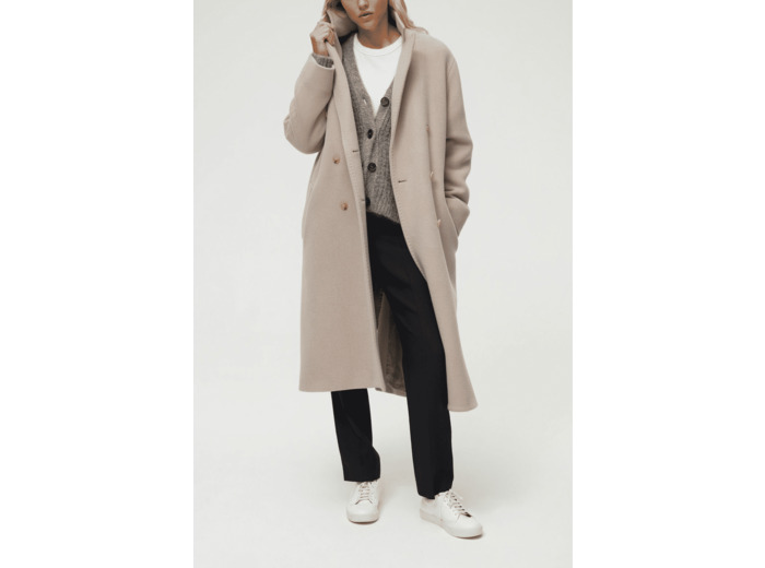 Manteau long en laine  vierge mélangée - MAXIMILIAN